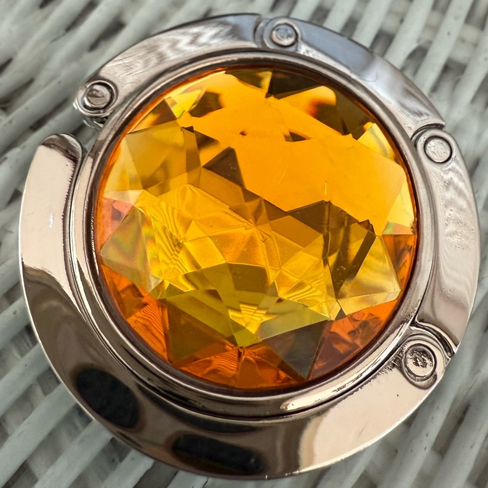 Amber and Silver-tone Purse Hook